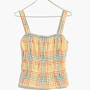 NWT Seersucker Sophia Peplum Tank in Rainbow Gingham Check size M